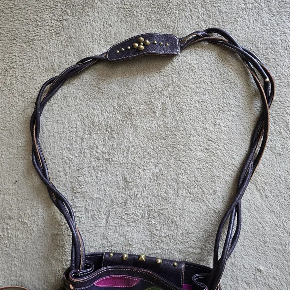 Emanuel Ungaro Paris Leather Fringe Crossbody Bag Boho Hippie Festival Purse - Picture 5 of 16